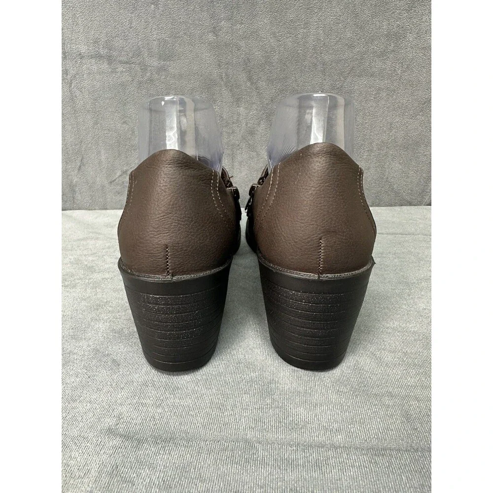 Easy Street Womens LUKA Faux Leather Zipper Block Heel Shooties Shoes Womens 9.5